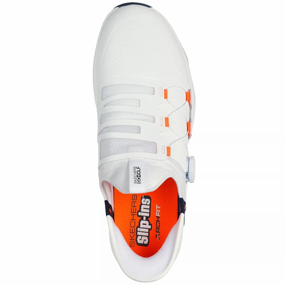 Skechers Slip Ins Elite Vortex Waterproof Spiked Shoes - White/Navy Classic Golf Footwear