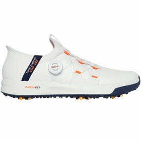 Skechers Slip Ins Elite Vortex Waterproof Spiked Shoes - White/Navy Skechers golf footwear