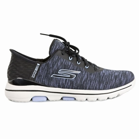 Skechers Women's Go Golf Walk 5 Slip-ins Shoes - Black/Lavender Spikeless golf footwear