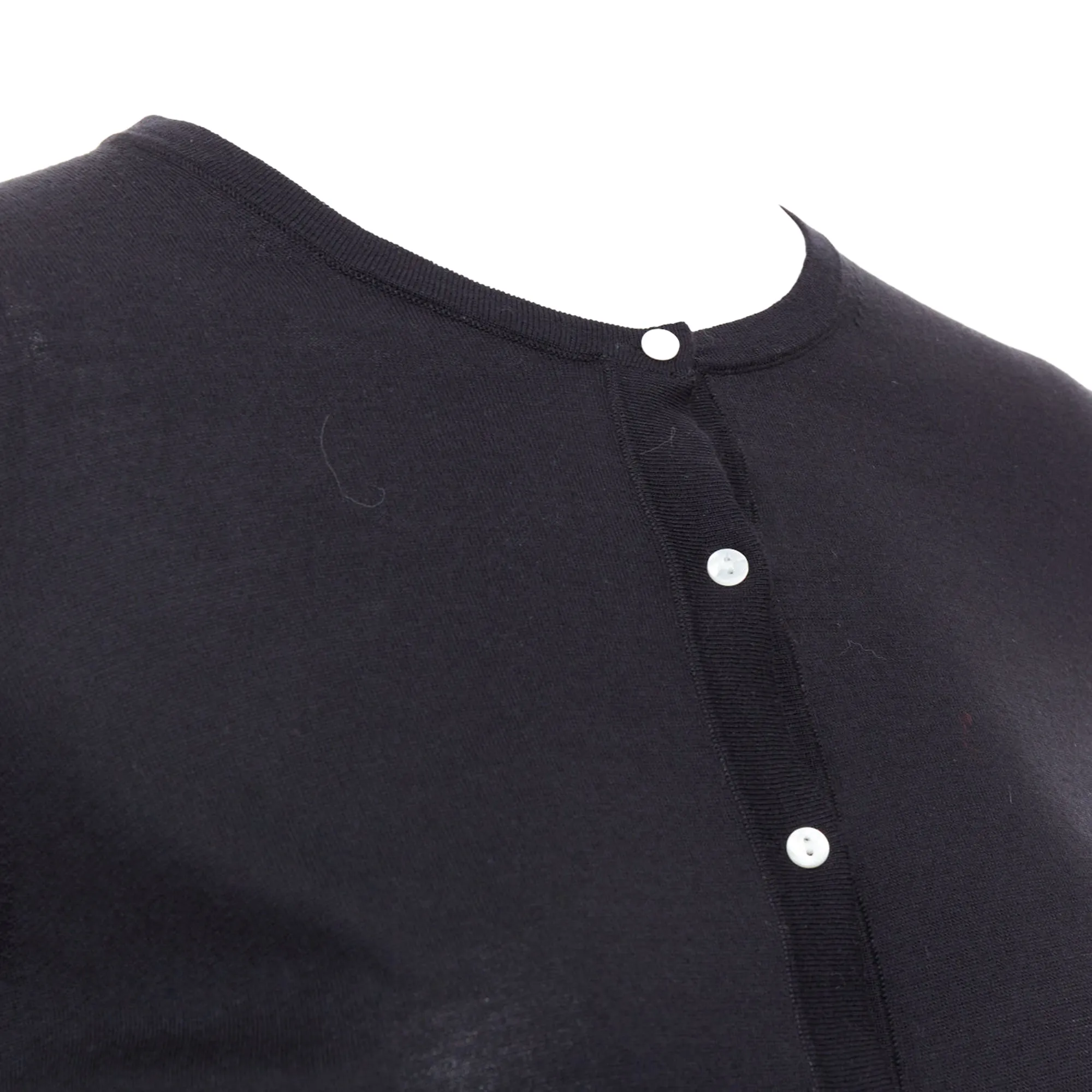 Theory Silk Cotton Buttons Crew Neck Cardigan