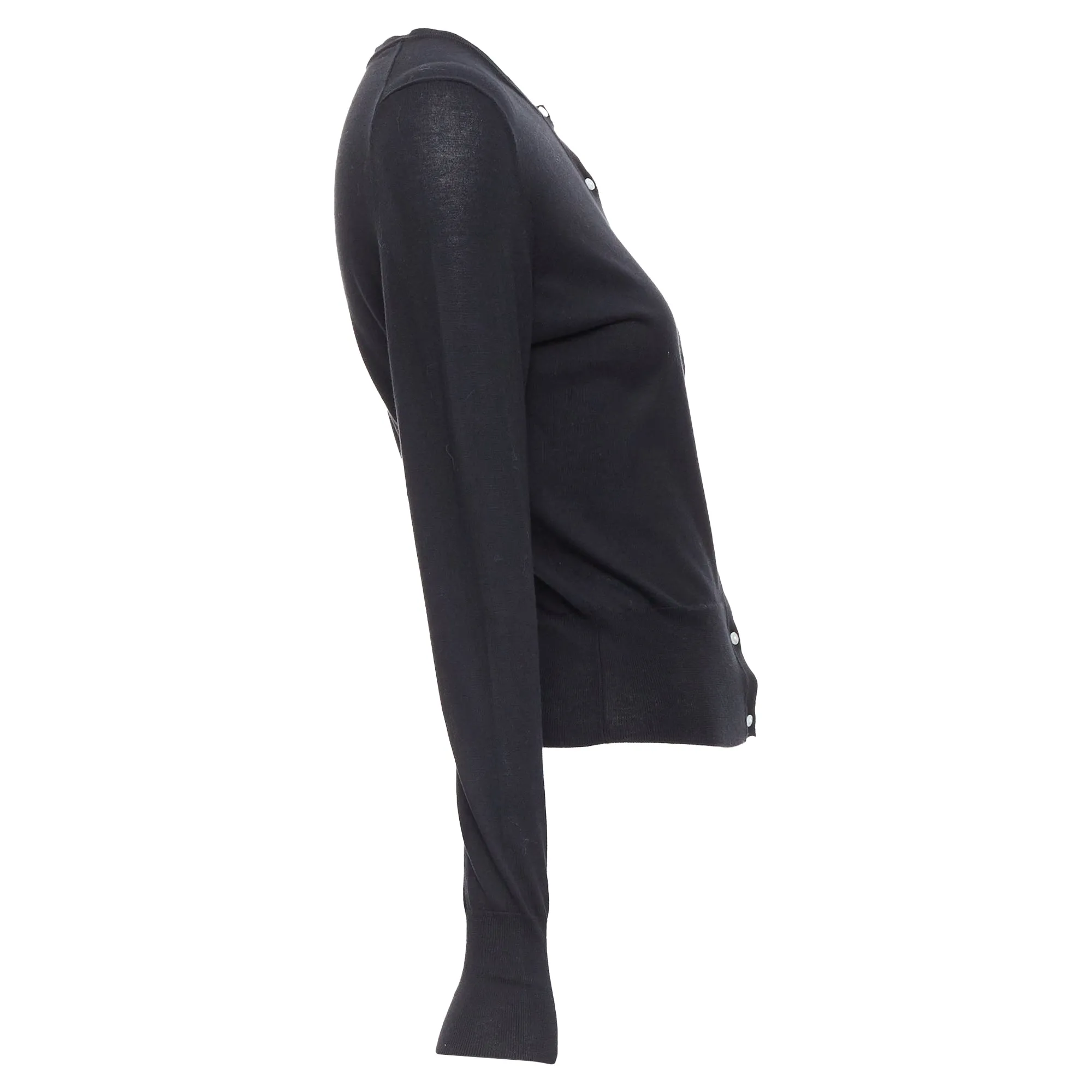 Theory Silk Cotton Buttons Crew Neck Cardigan
