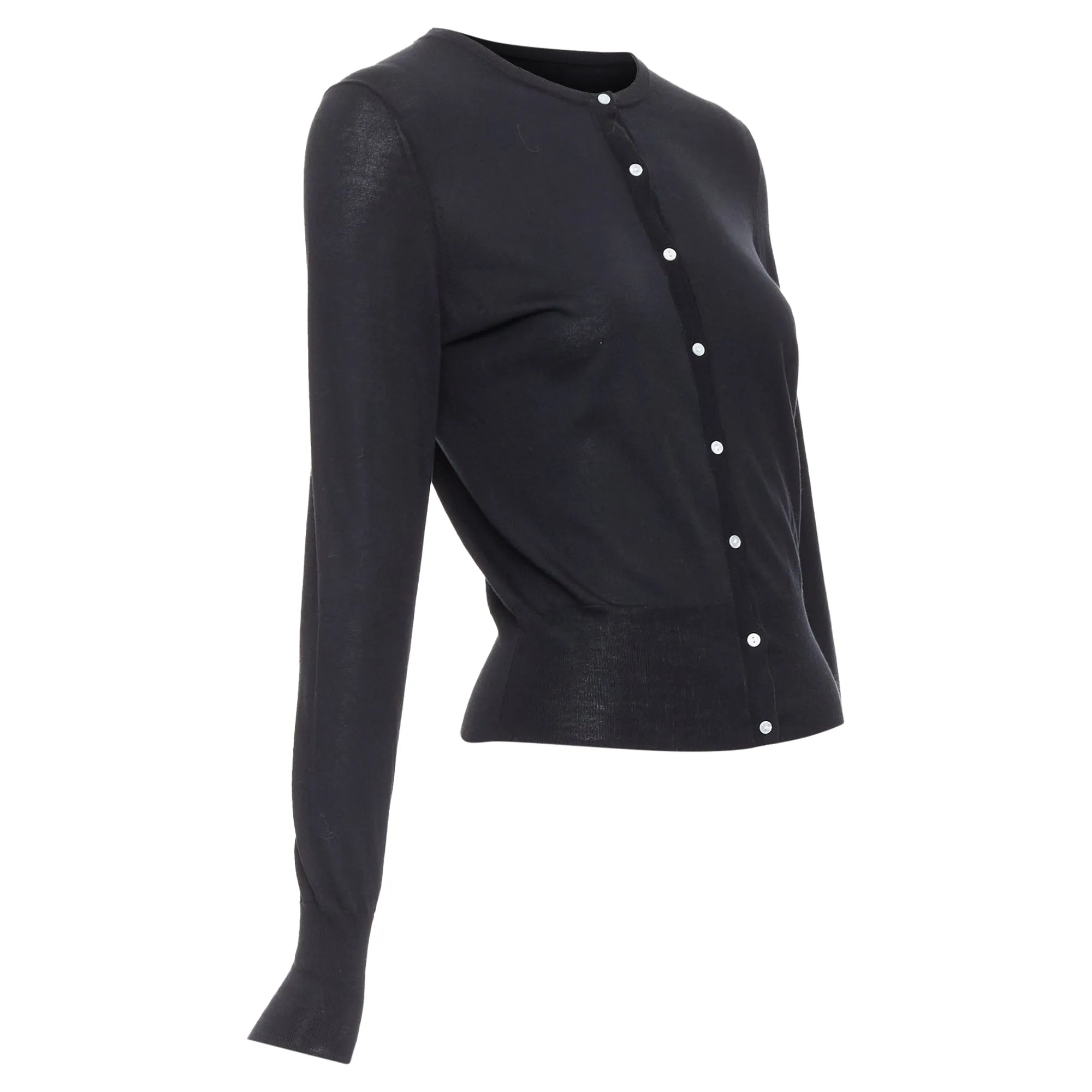 Theory Silk Cotton Buttons Crew Neck Cardigan