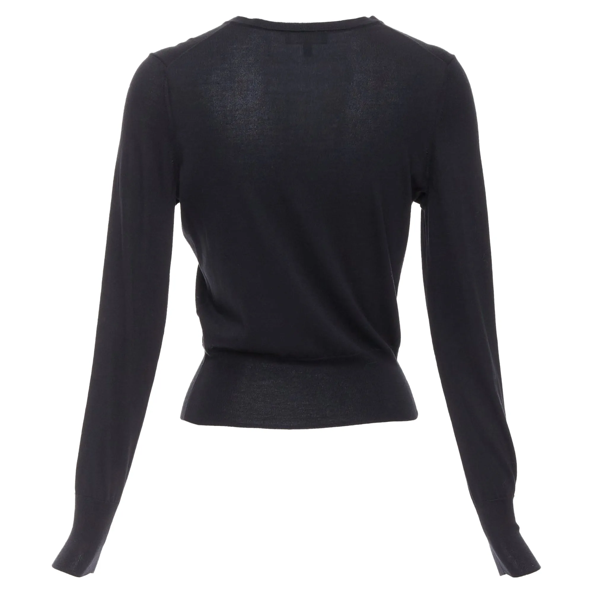 Theory Silk Cotton Buttons Crew Neck Cardigan