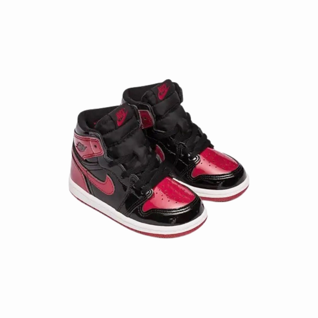 Toddler Air Jordan 1 High OG (TD) Patent Bred Black White Varsity Red Basketball Shoes