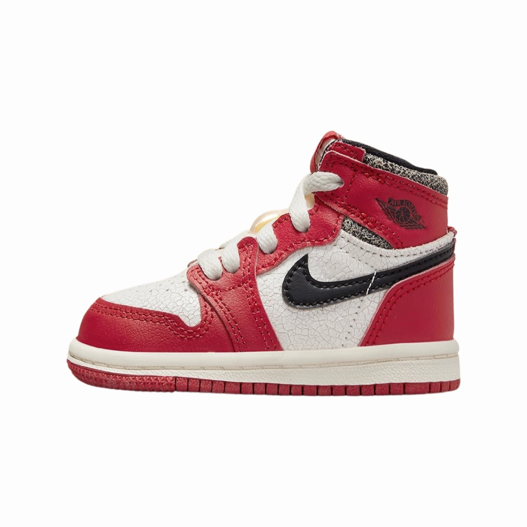 Toddler Air Jordan 1 Retro Lost and Found Varsity Red Black Sail Muslin TD Air Jordan basketball shoes with classic look