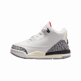 Toddler Air Jordan 3 Retro White Cement Reimagined White Cement Summit White Fire Red Black Air Jordan basketball shoes with classic look