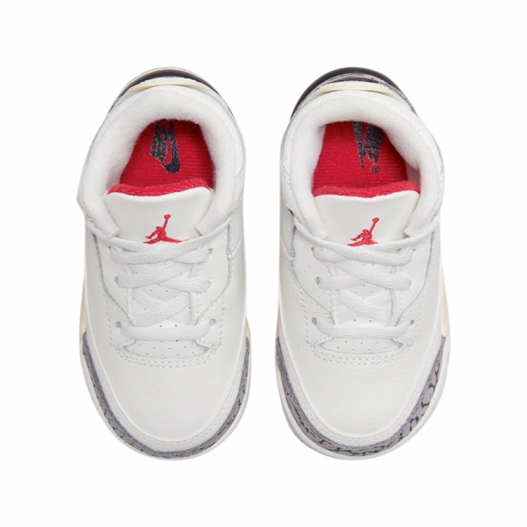 Toddler Air Jordan 3 Retro White Cement Reimagined White Cement Summit White Fire Red Black Basketball Shoes