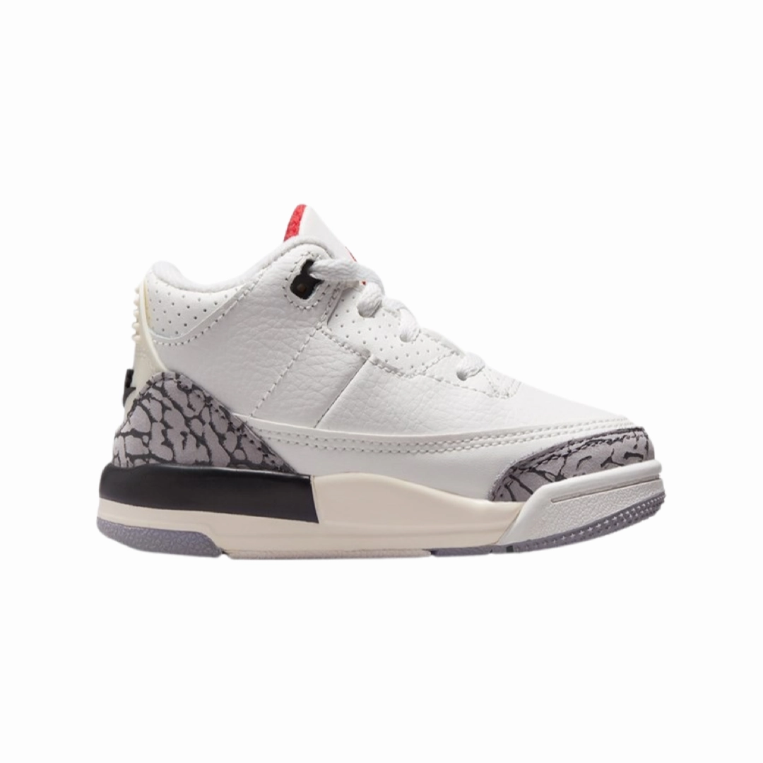 Toddler Air Jordan 3 Retro White Cement Reimagined White Cement Summit White Fire Red Black Basketball Shoes