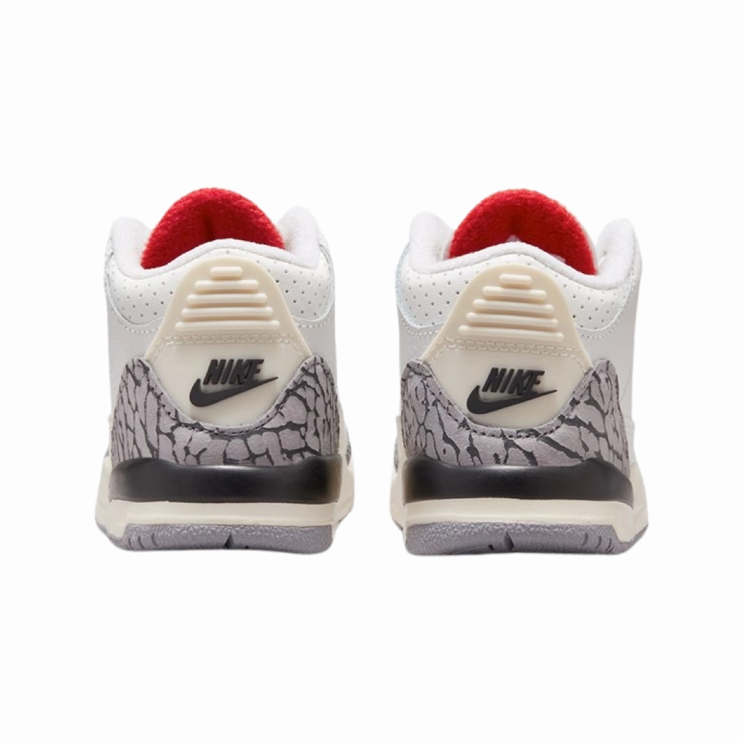Toddler Air Jordan 3 Retro White Cement Reimagined White Cement Summit White Fire Red Black Basketball Shoes