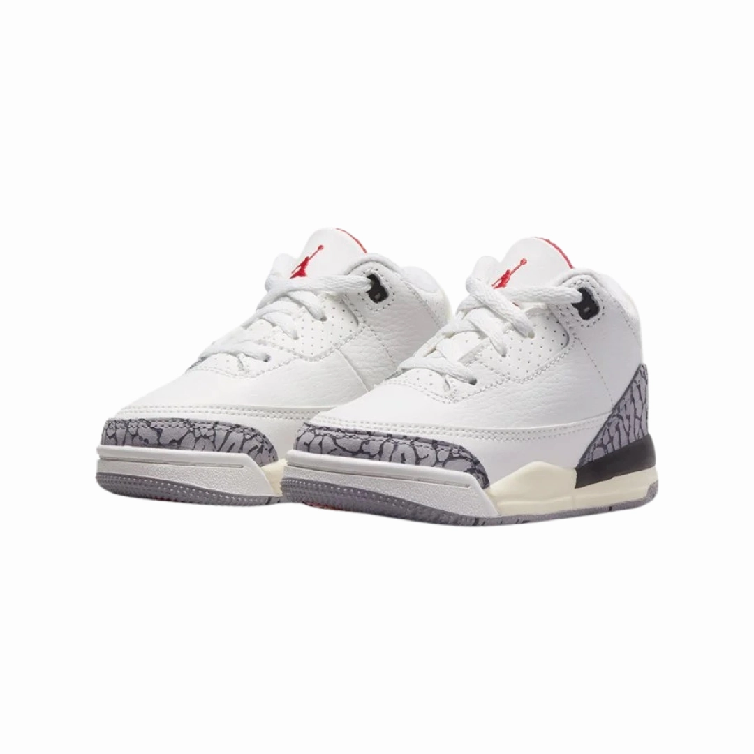 Toddler Air Jordan 3 Retro White Cement Reimagined White Cement Summit White Fire Red Black Basketball Shoes