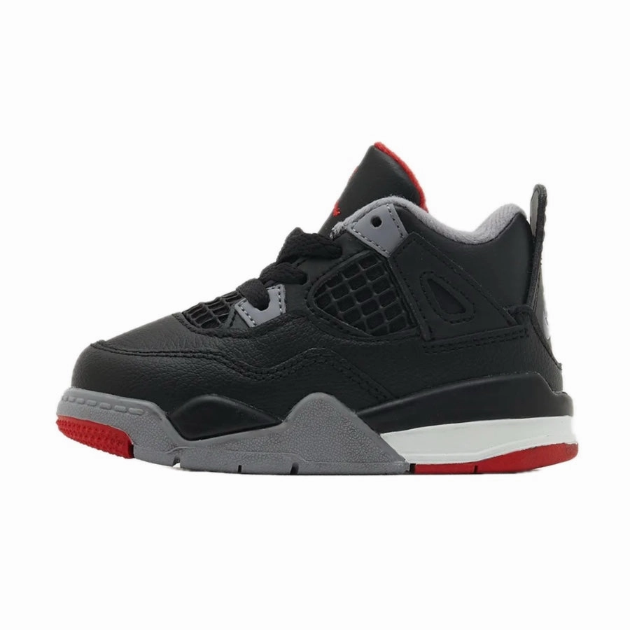 Toddler Air Jordan 4 Retro Bred Reimagined (TD) Black Cement Grey Varsity Red Summit White Basketball Shoes