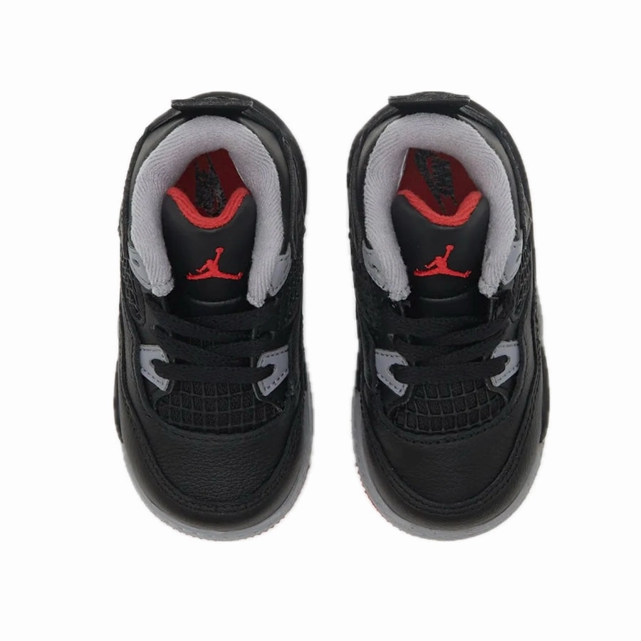 Toddler Air Jordan 4 Retro Bred Reimagined (TD) Black Cement Grey Varsity Red Summit White Basketball Shoes