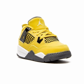 Toddler Air Jordan 4 Retro (TD) Lightning Tour Yellow White Dark Blue Grey Air Jordan basketball shoes with classic look