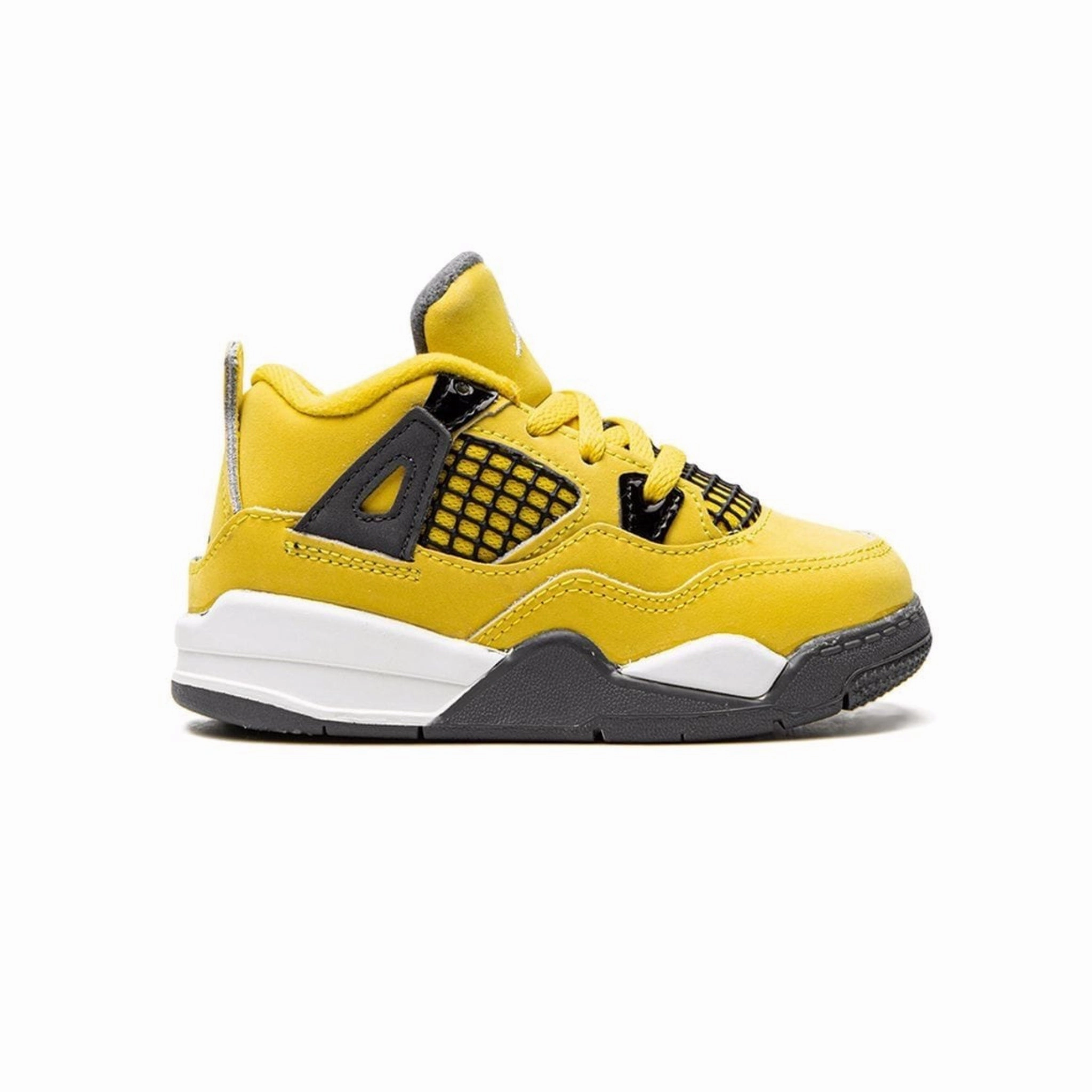 Toddler Air Jordan 4 Retro (TD) Lightning Tour Yellow White Dark Blue Grey Basketball Shoes