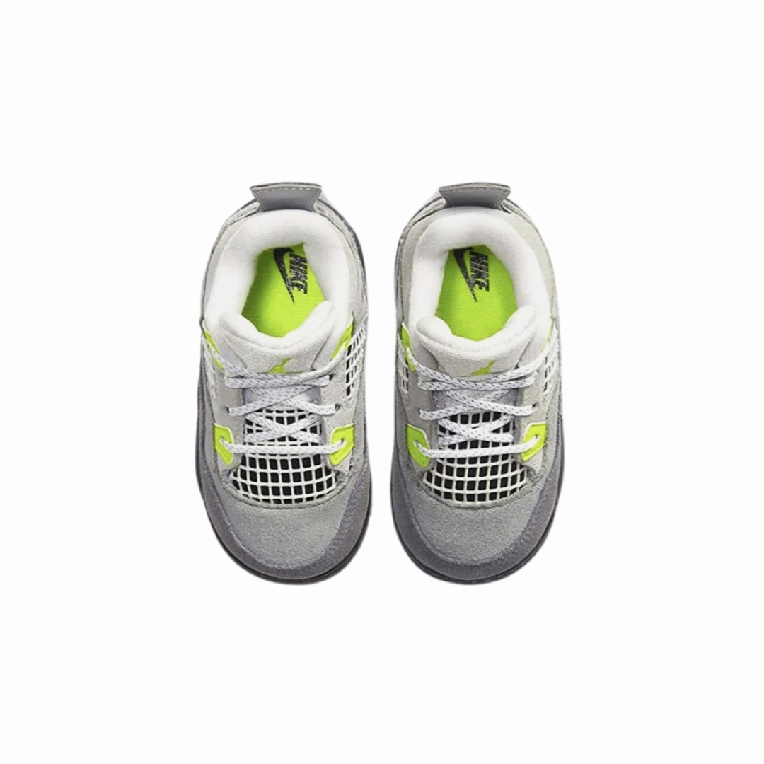 Toddler Air Jordan 4 Retro TD SE 95 Neon Cool Grey Volt Wolf Grey Anthracite Basketball Shoes