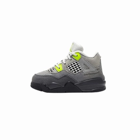 Toddler Air Jordan 4 Retro TD SE 95 Neon Cool Grey Volt Wolf Grey Anthracite Air Jordan basketball shoes with classic look