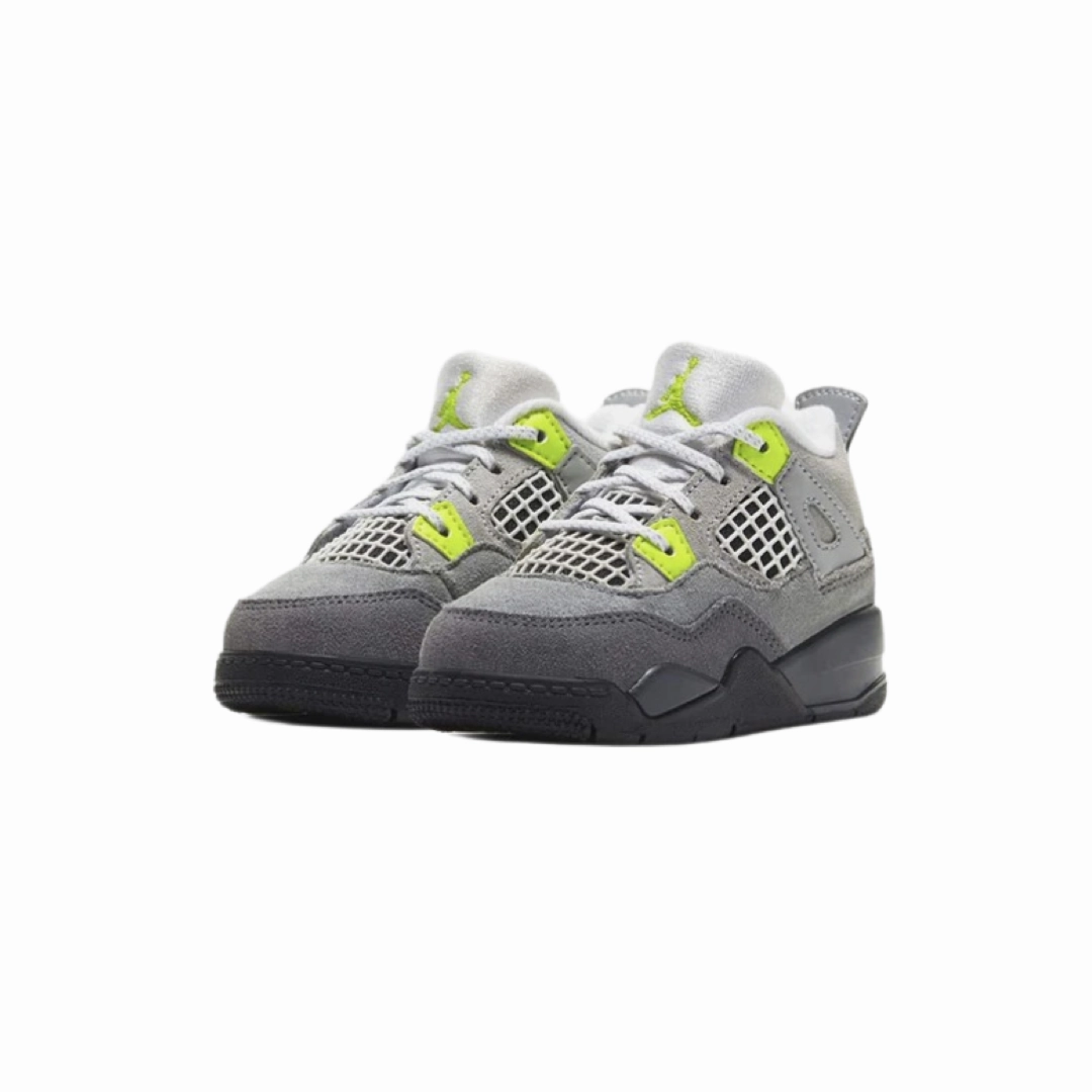 Toddler Air Jordan 4 Retro TD SE 95 Neon Cool Grey Volt Wolf Grey Anthracite Basketball Shoes