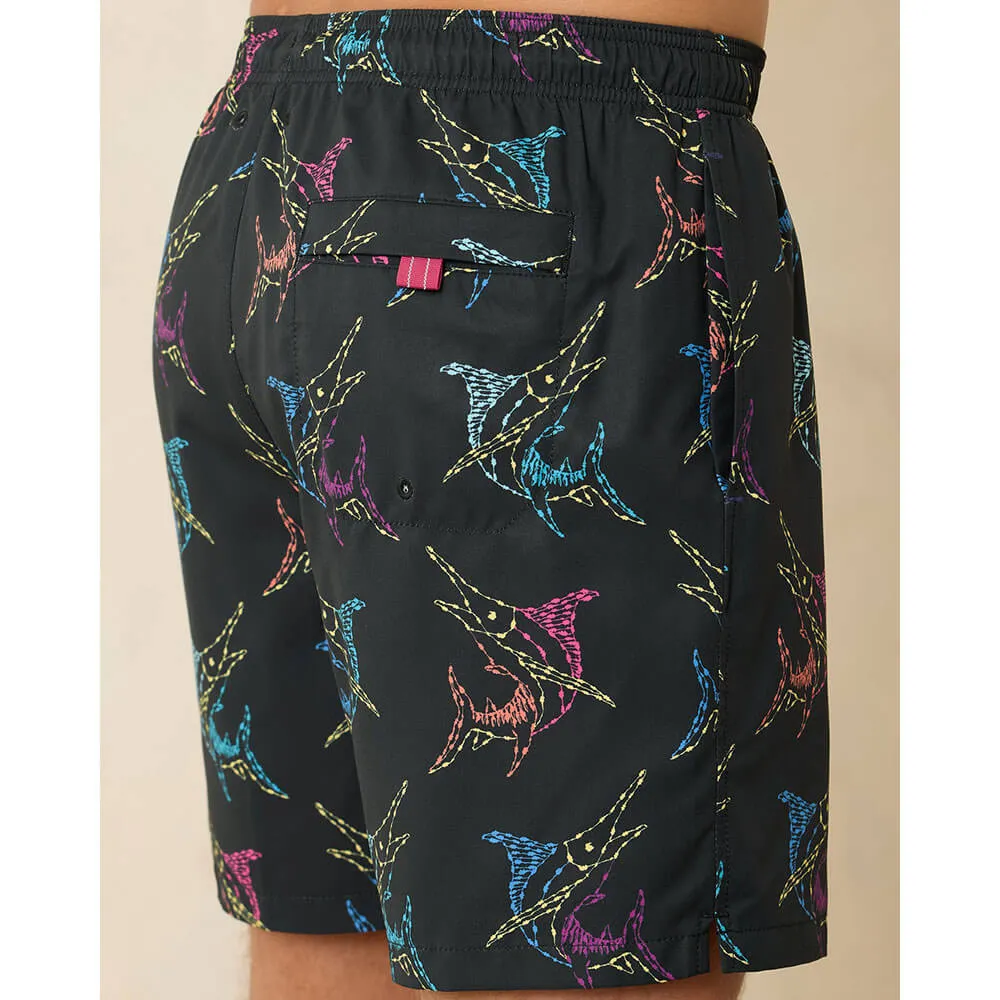 Tommy Bahama 6-Inch Naples Spotted At Sea Swim Trunks - Black Mens Tommy Bahama