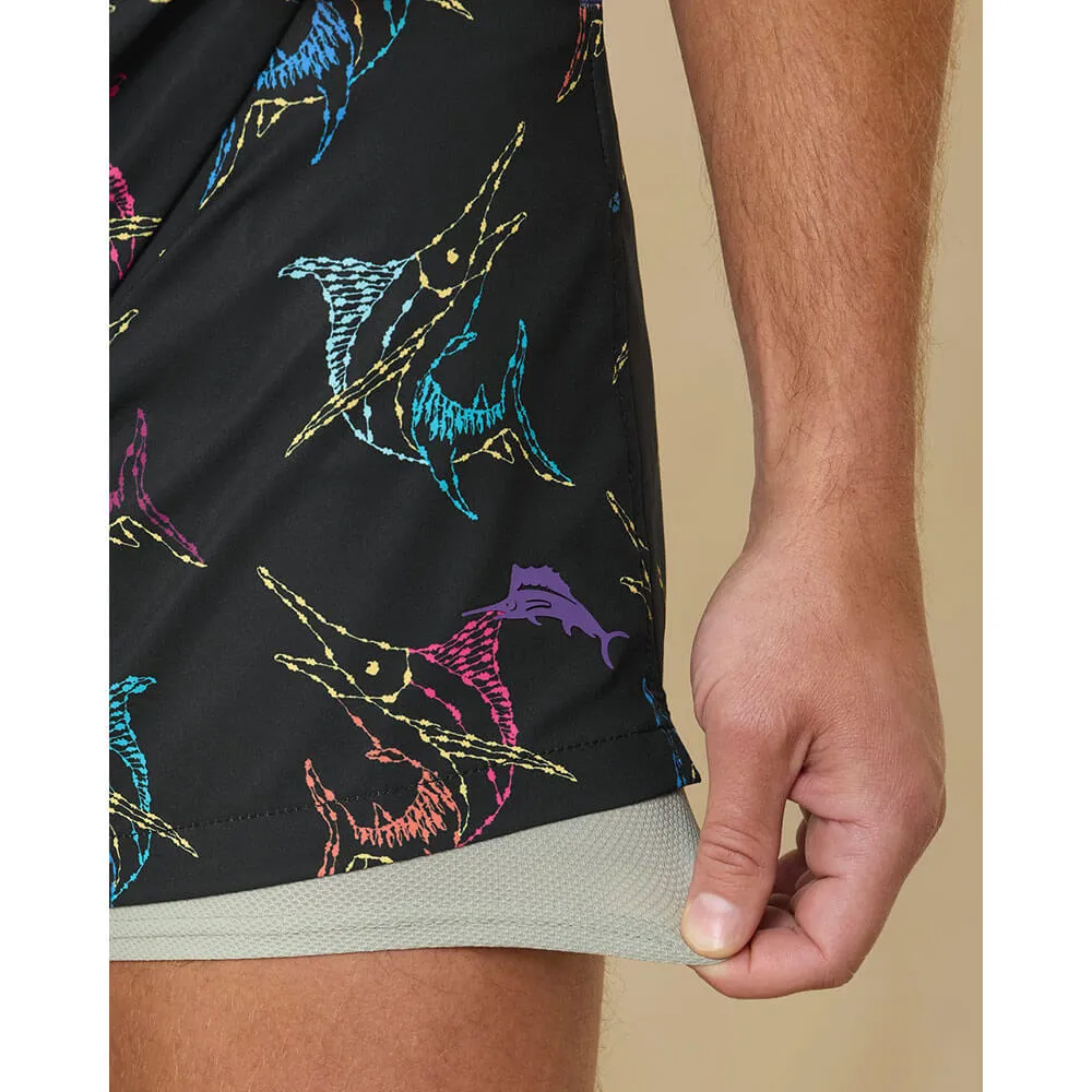 Tommy Bahama 6-Inch Naples Spotted At Sea Swim Trunks - Black Mens Tommy Bahama