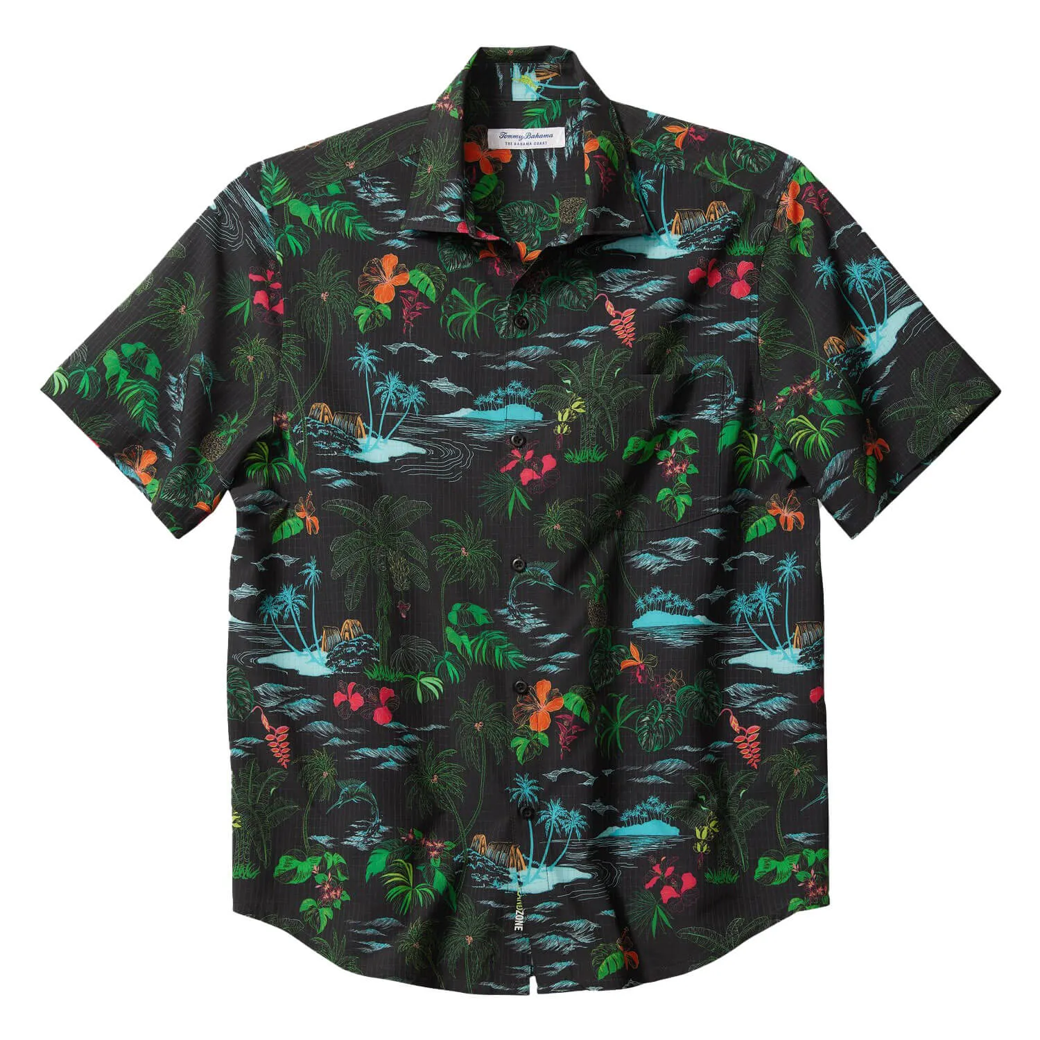 Tommy Bahama Big & Tall Bahama Coast Neon Shores Camp Shirt - Black Mens Tommy Bahama