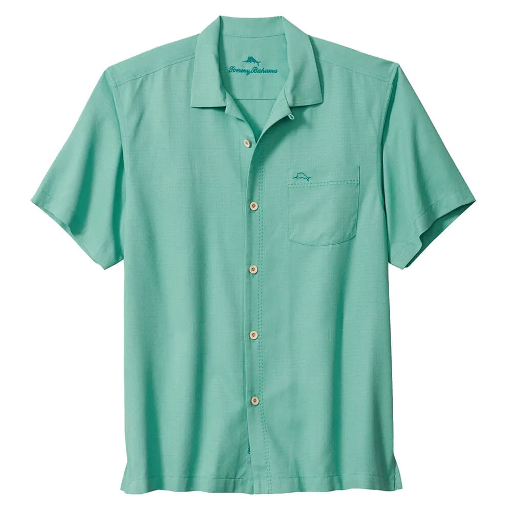 Tommy Bahama Big & Tall Coastal Breeze Check Camp Shirt - Blue Freeze Mens Tommy Bahama