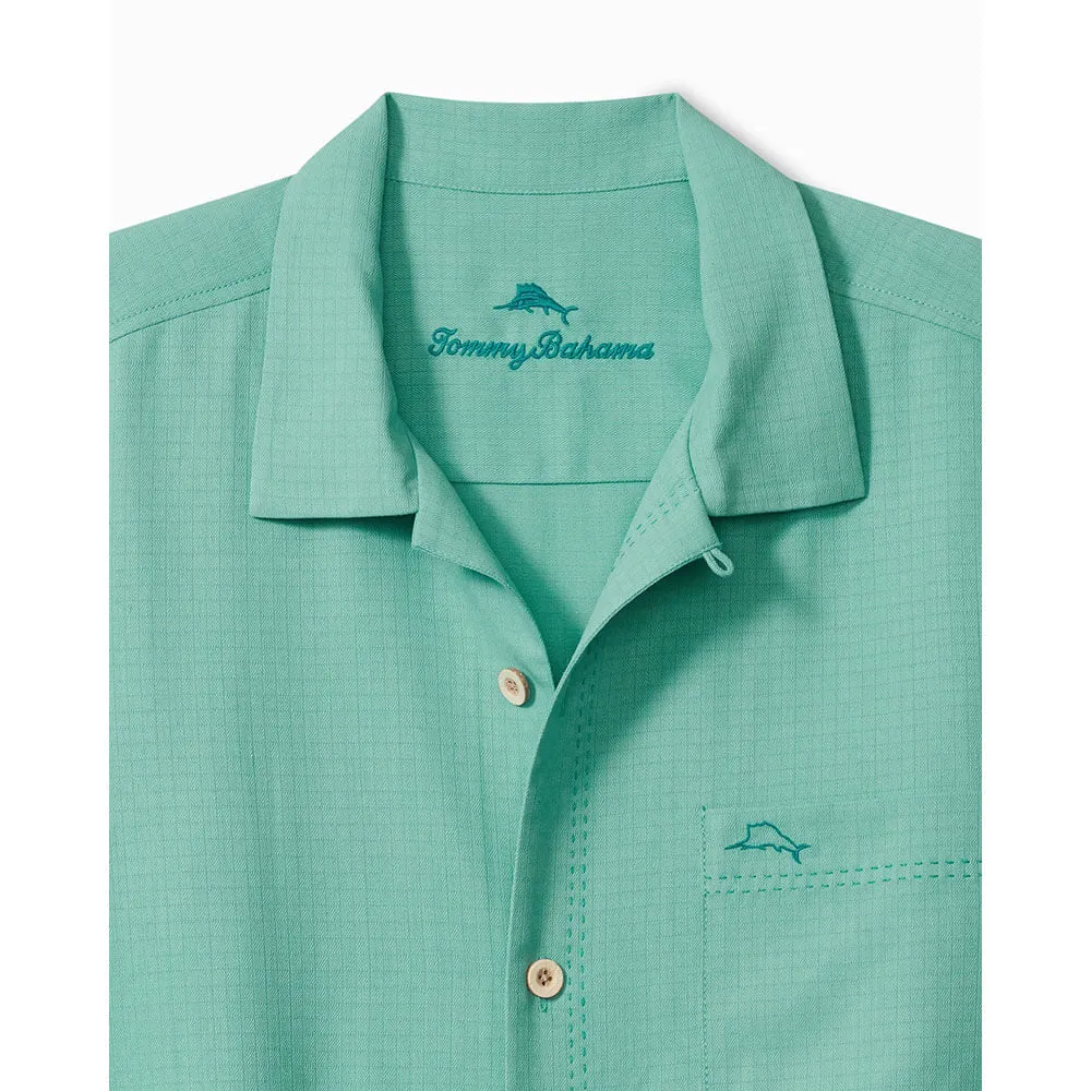 Tommy Bahama Big & Tall Coastal Breeze Check Camp Shirt - Blue Freeze Mens Tommy Bahama