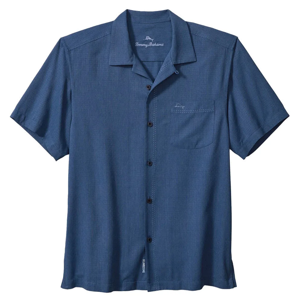 Tommy Bahama Big & Tall Coastal Breeze Check Camp Shirt - Dockside Blue Mens Tommy Bahama