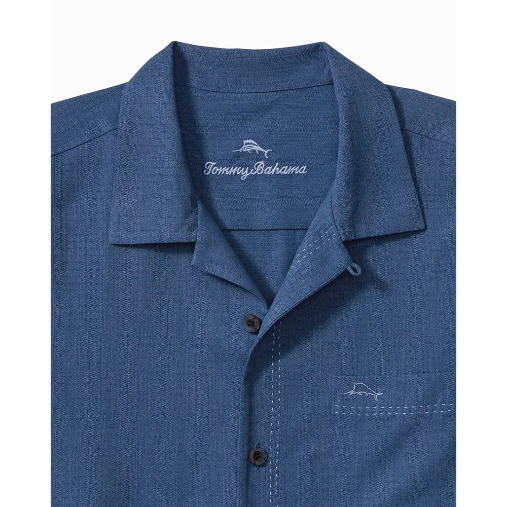 Tommy Bahama Big & Tall Coastal Breeze Check Camp Shirt - Dockside Blue Mens Tommy Bahama