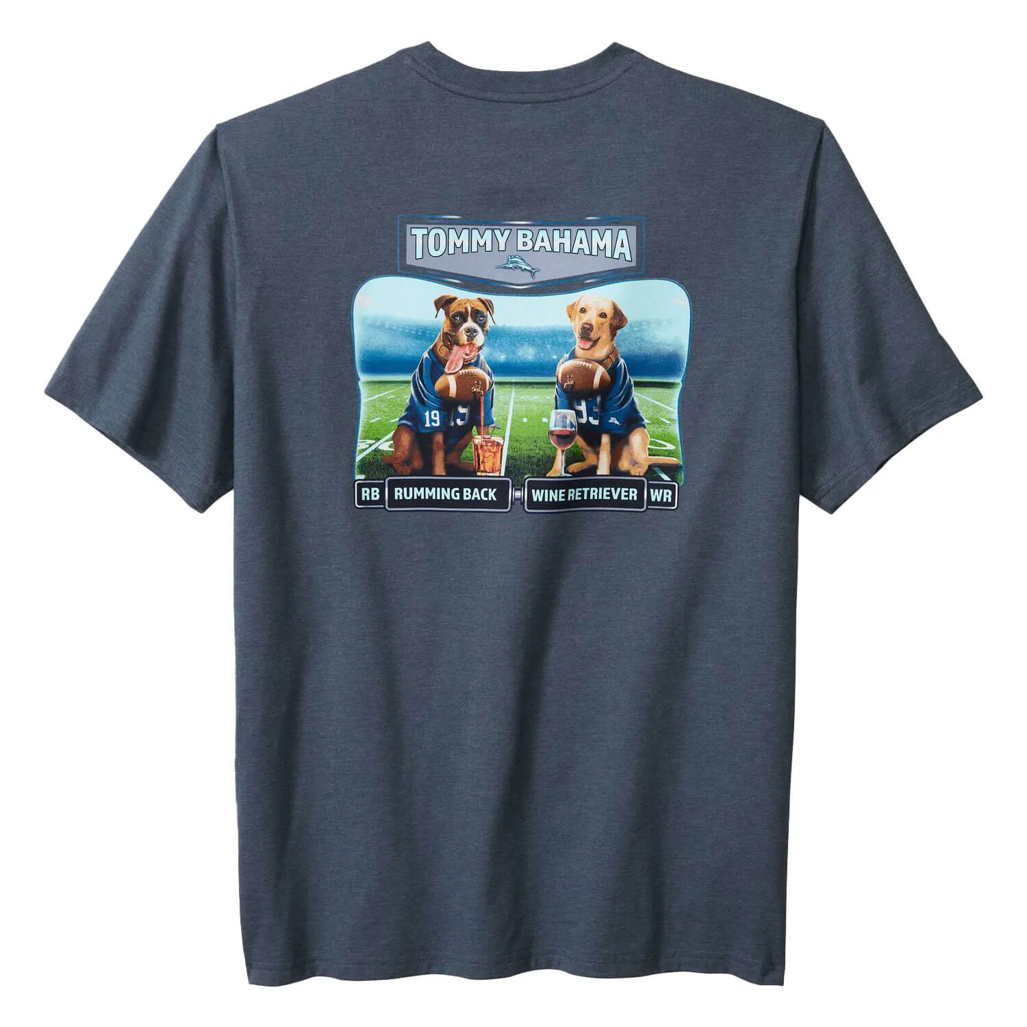 Tommy Bahama Big & Tall Rumming Back Wine Retriever T-Shirt - Navy Heather Mens Tommy Bahama