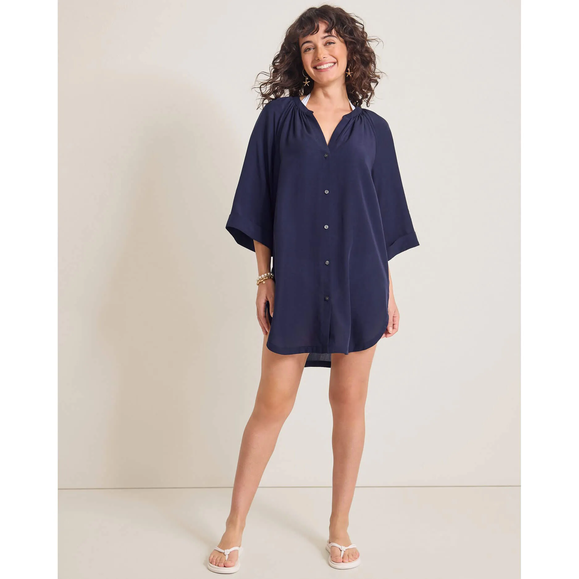 Tommy Bahama Capri Coast Boyfriend Shirt Cover Up - Mare Navy Tommy Bahama Clothing