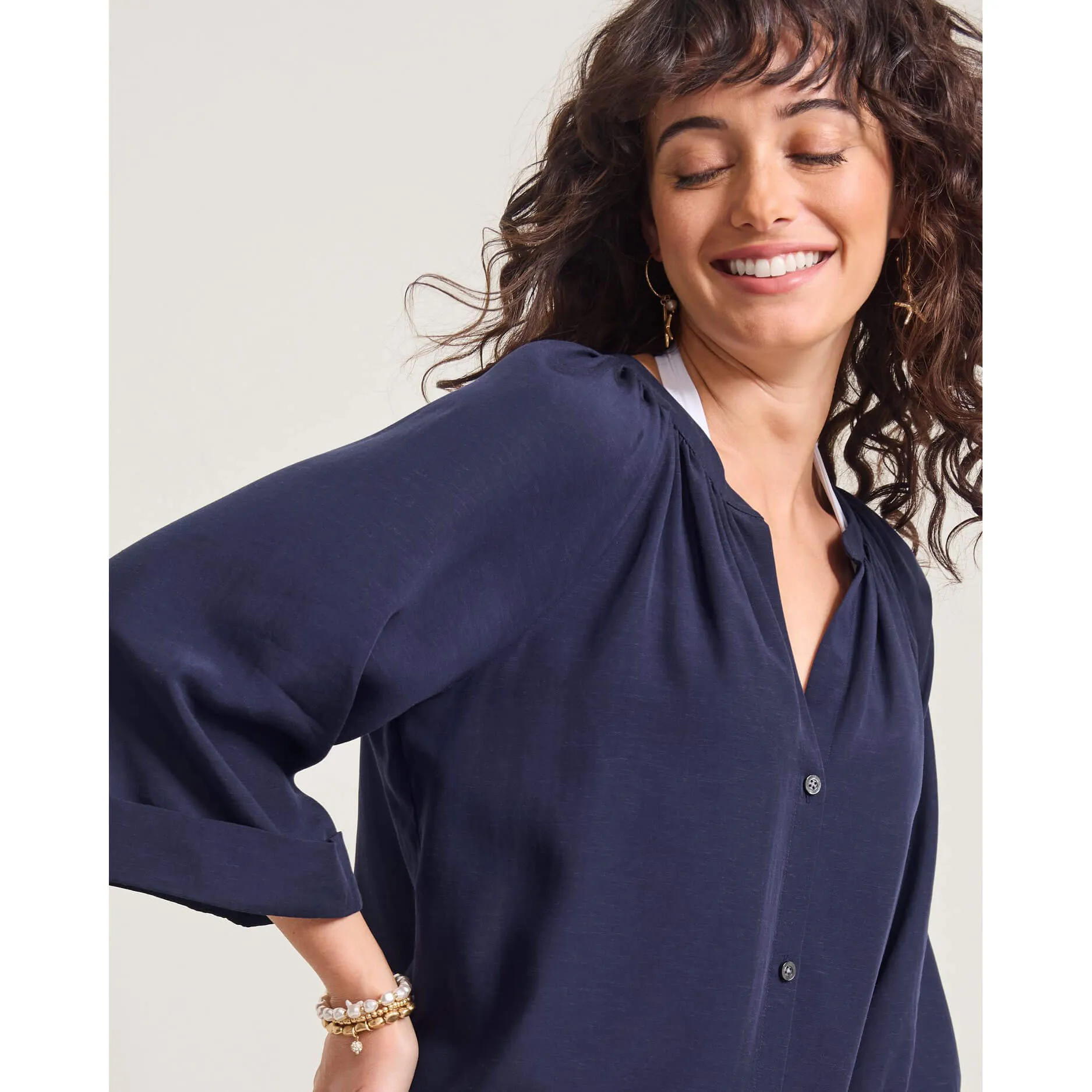 Tommy Bahama Capri Coast Boyfriend Shirt Cover Up - Mare Navy Tommy Bahama Clothing
