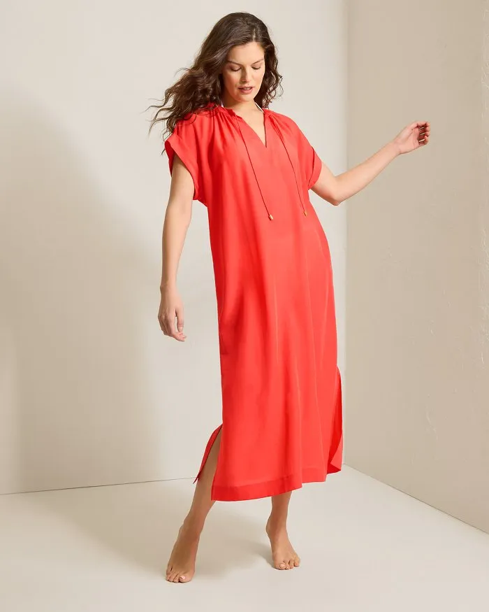 Tommy Bahama Capri Coast Caftan Cover Up - Citrus Coral * Tommy Bahama Clothing