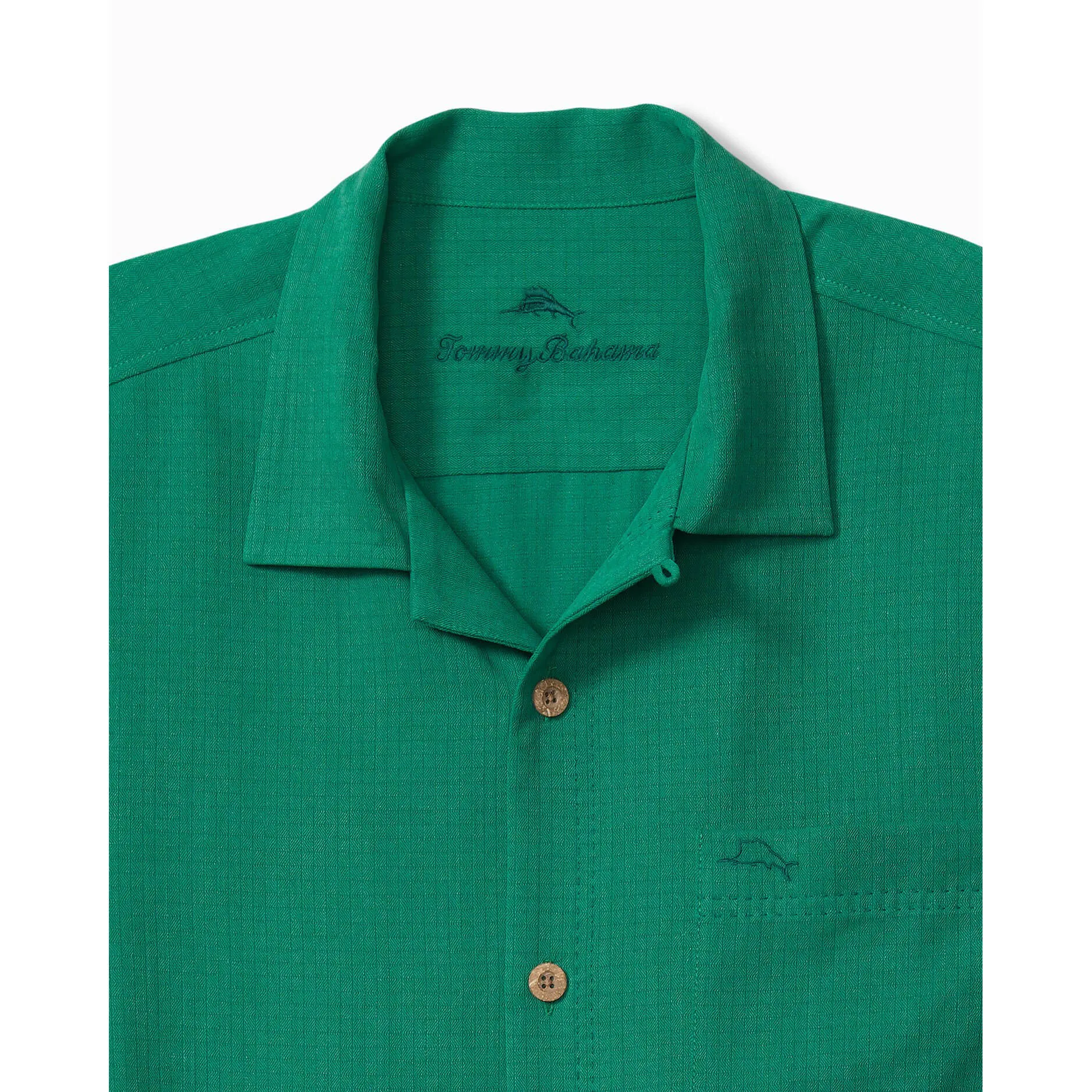 Tommy Bahama Coastal Breeze Check Camp Shirt - Cadmium Green Mens Tommy Bahama