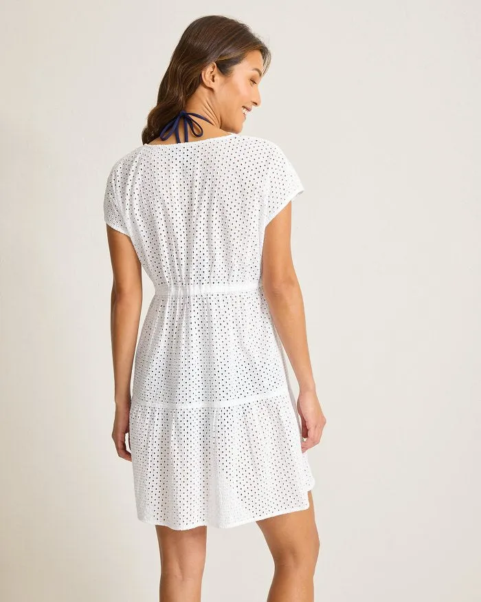 Tommy Bahama Eyelet Cove Vneck Short Dress Cover Up - White Tommy Bahama Clothing