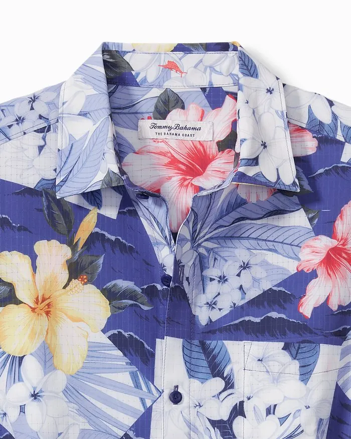Tommy Bahama Islandzone Bahama Coast Coastal Collage Camp Shirt - Deep Ultramarine Mens Tommy Bahama