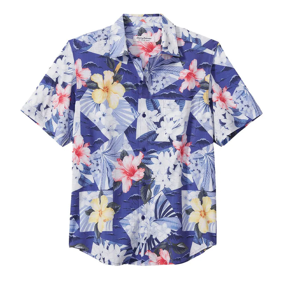 Tommy Bahama Islandzone Bahama Coast Coastal Collage Camp Shirt - Deep Ultramarine Mens Tommy Bahama