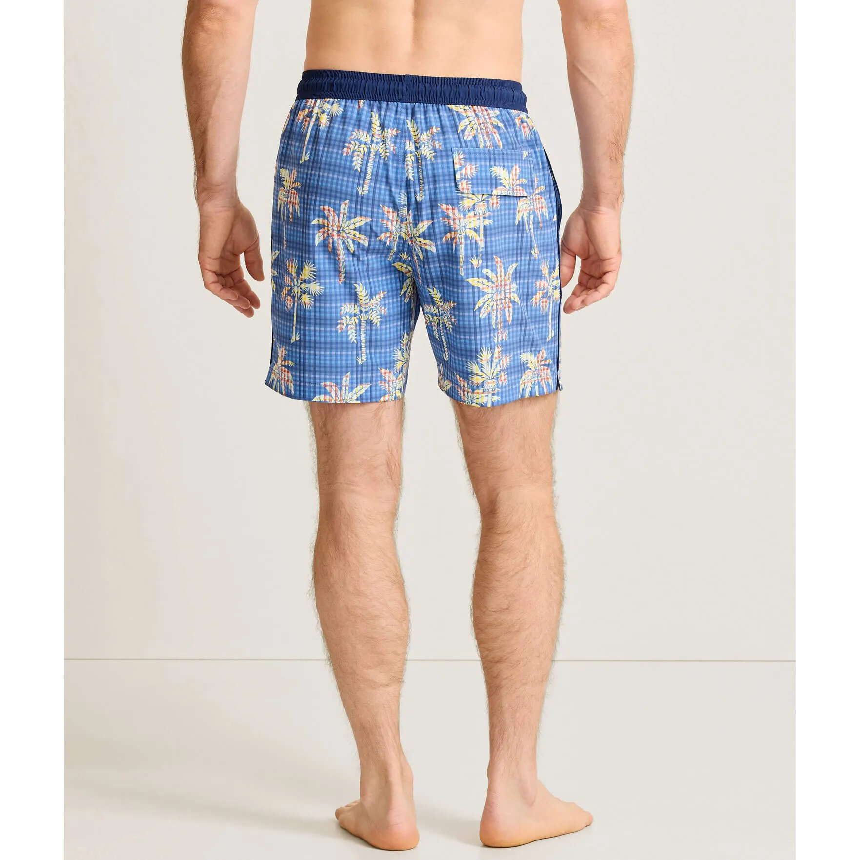 Tommy Bahama Men's 6-Inch Naples Gingham Palms Swim Trunks - Regal Blue Tommy Bahama Clothing