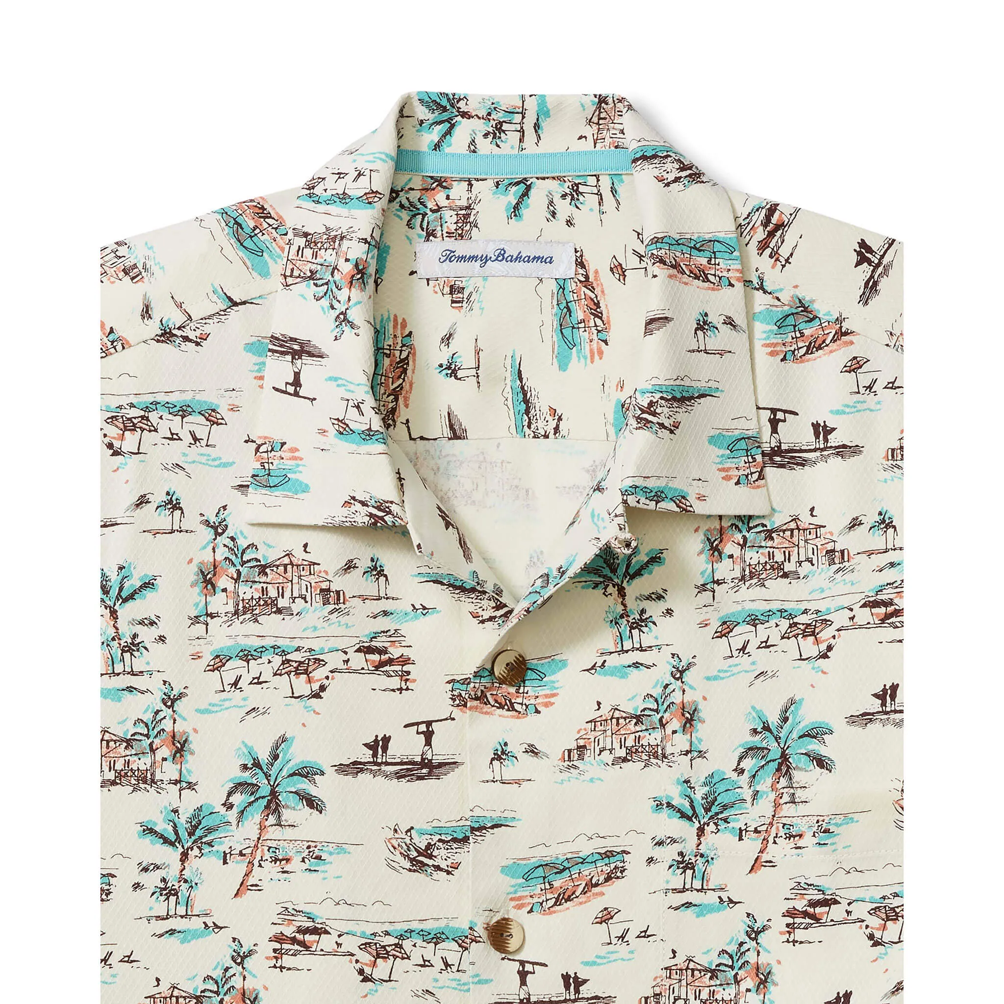 Tommy Bahama Men's Casablanco Silk Camp Shirt - Coconut Cream Mens Tommy Bahama
