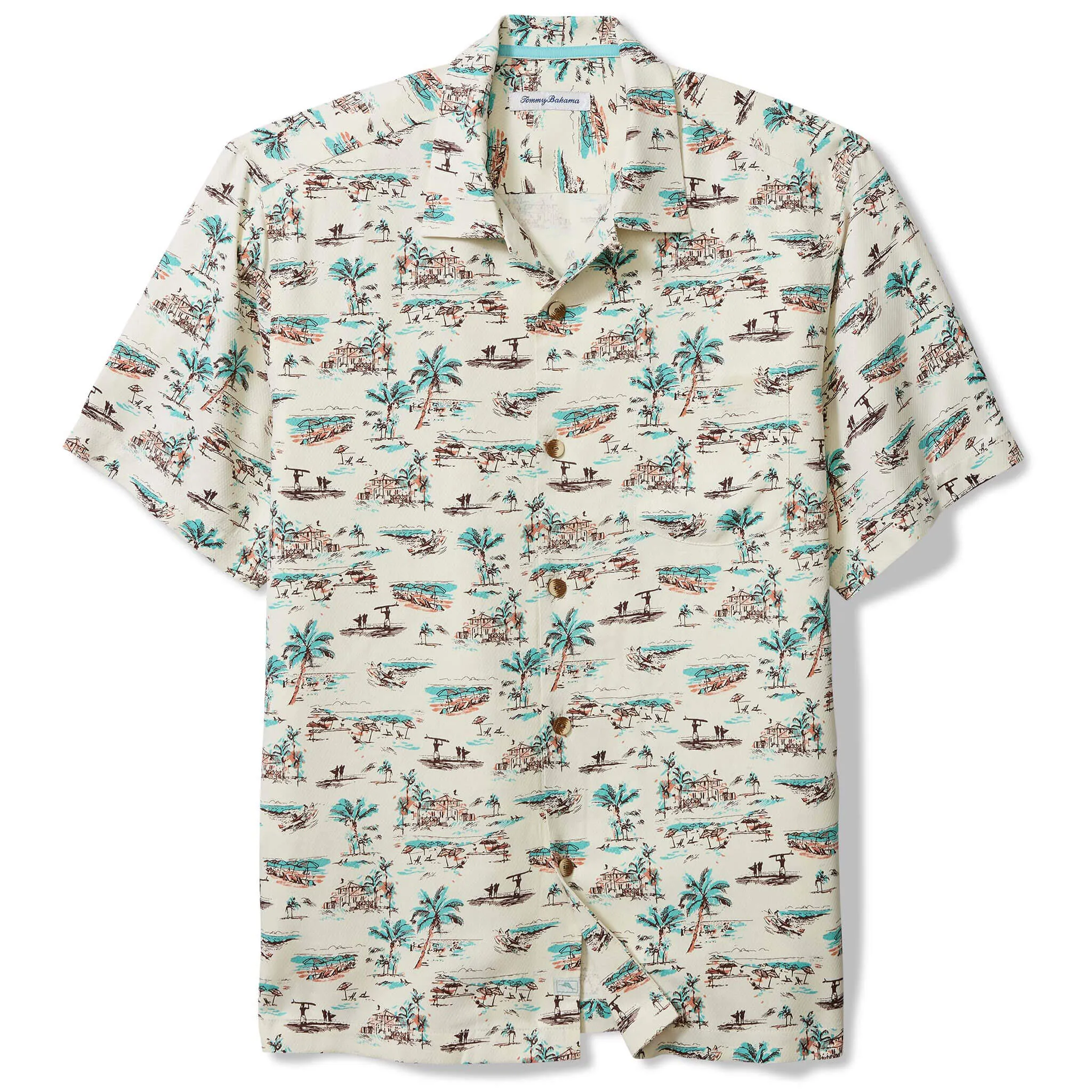 Tommy Bahama Men's Casablanco Silk Camp Shirt - Coconut Cream Mens Tommy Bahama