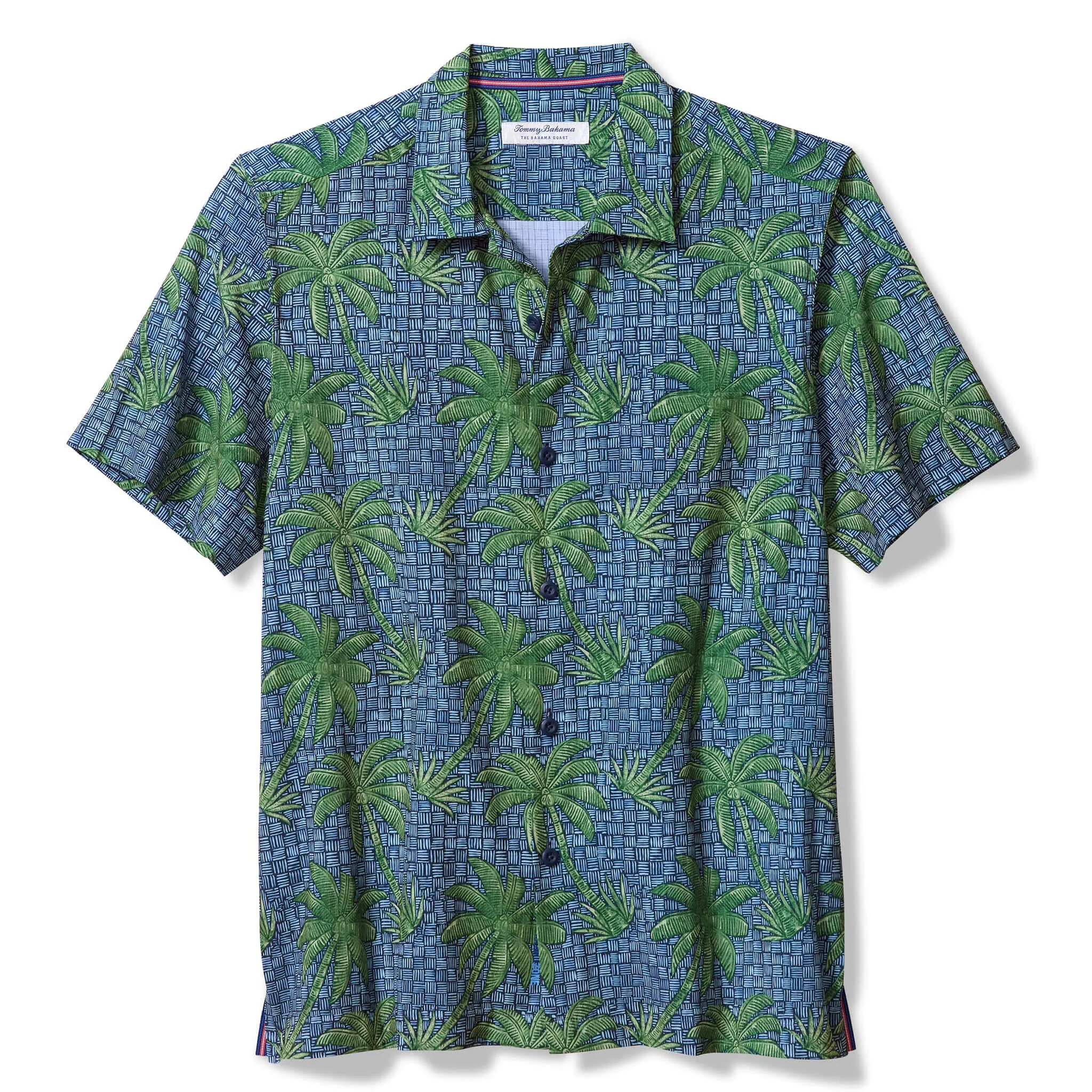 Tommy Bahama Men's IslandZone Bahama Coast Palma Rattan Camp Shirt - Bering Blue Tommy Bahama Clothing