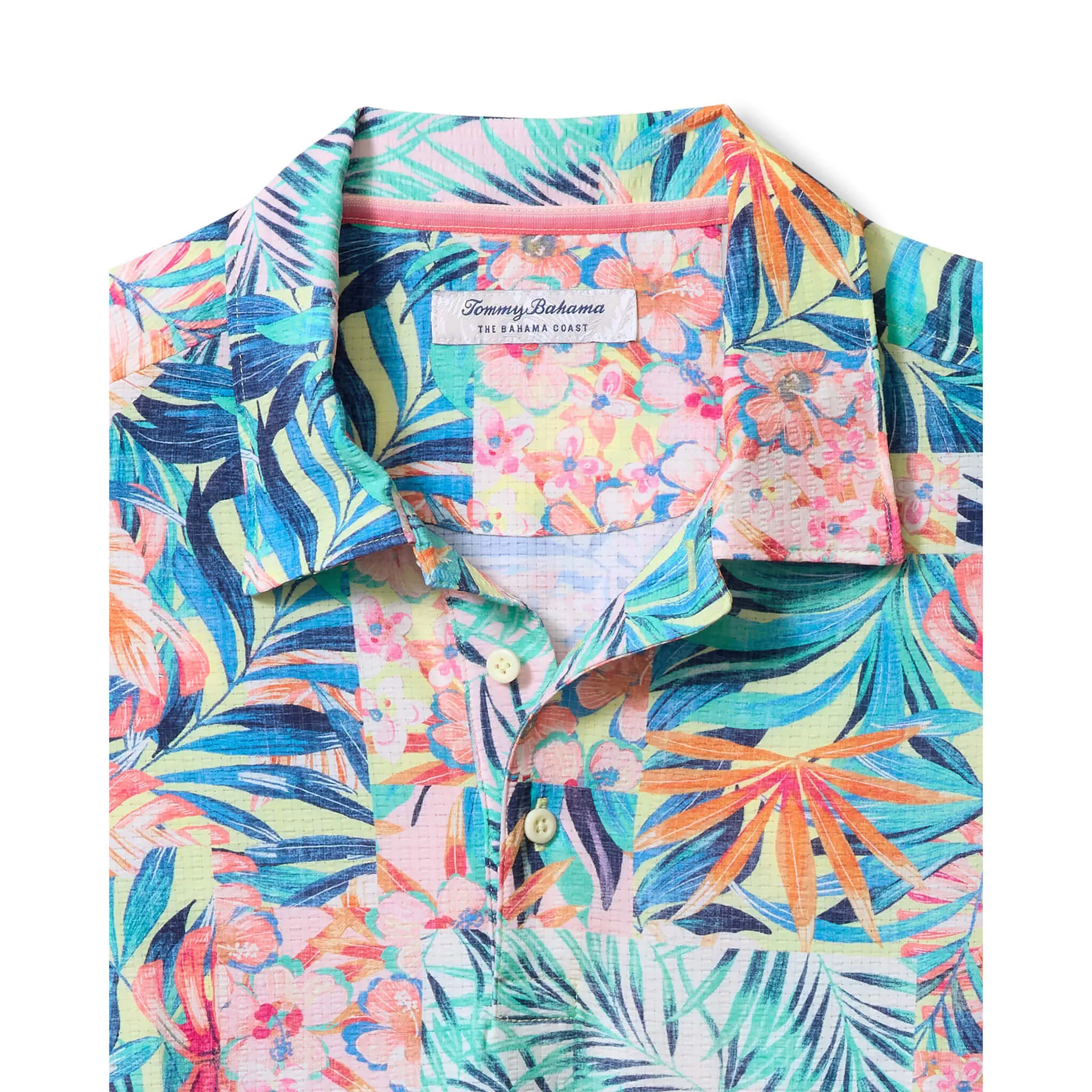 Tommy Bahama Men's IslandZone Bahama Coast Positano Palms Camp Shirt - Lychee Mens Tommy Bahama