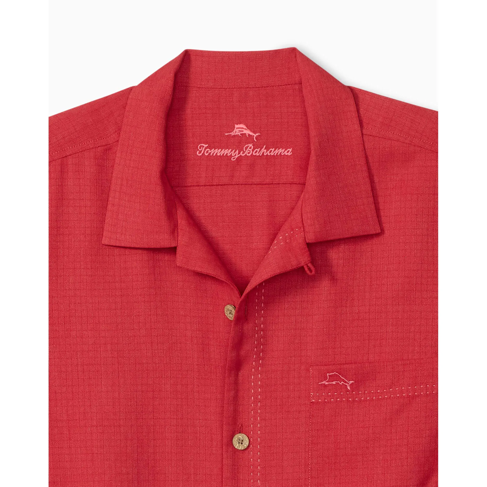Tommy Bahama Men's IslandZone Coastal Breeze Check Camp Shirt - Dark Havana Mens Tommy Bahama