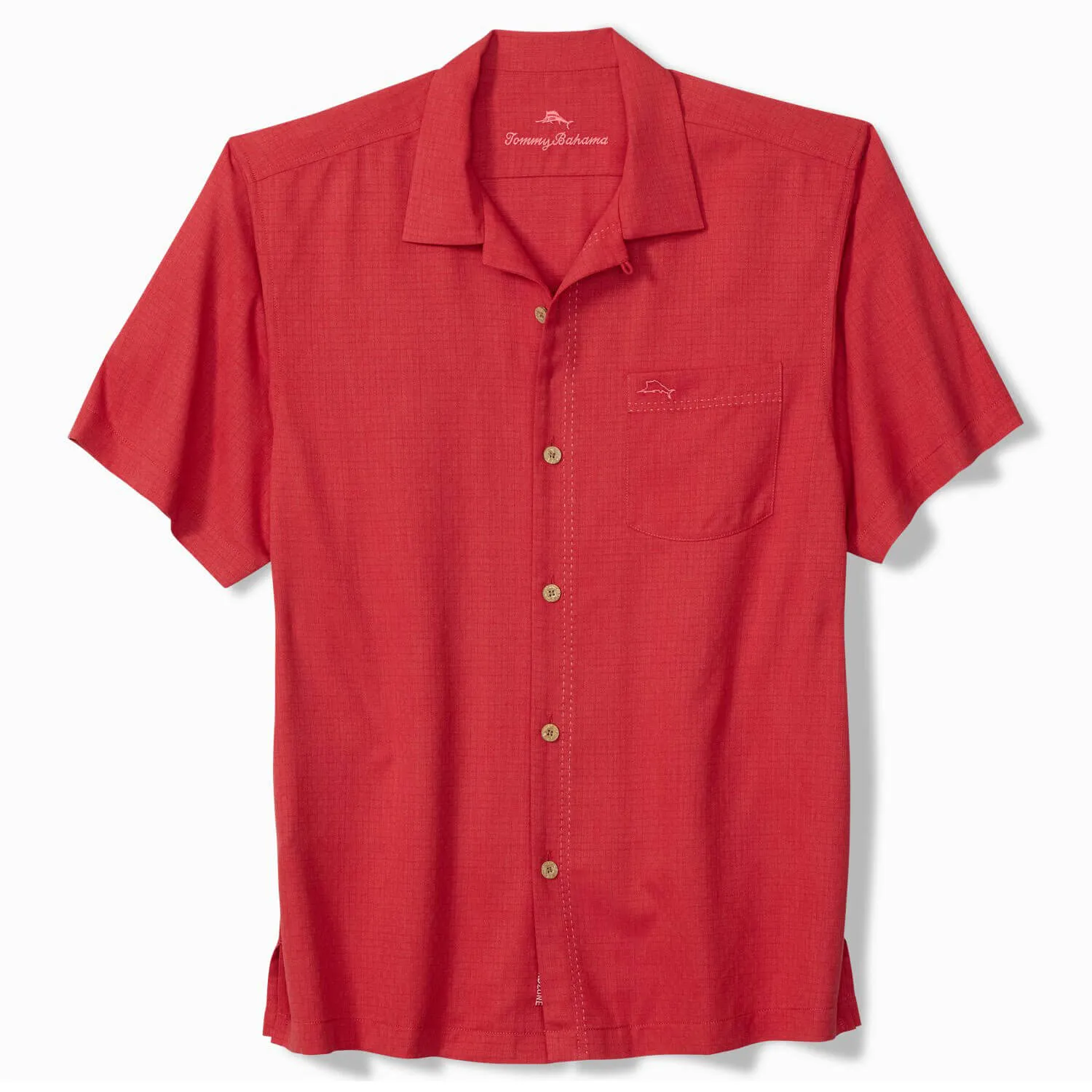 Tommy Bahama Men's IslandZone Coastal Breeze Check Camp Shirt - Dark Havana Mens Tommy Bahama