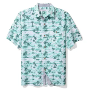 Tommy Bahama Men's IslandZone Coastal Ease Echo Isles Camp Shirt - Island Ice Mens Tommy Bahama