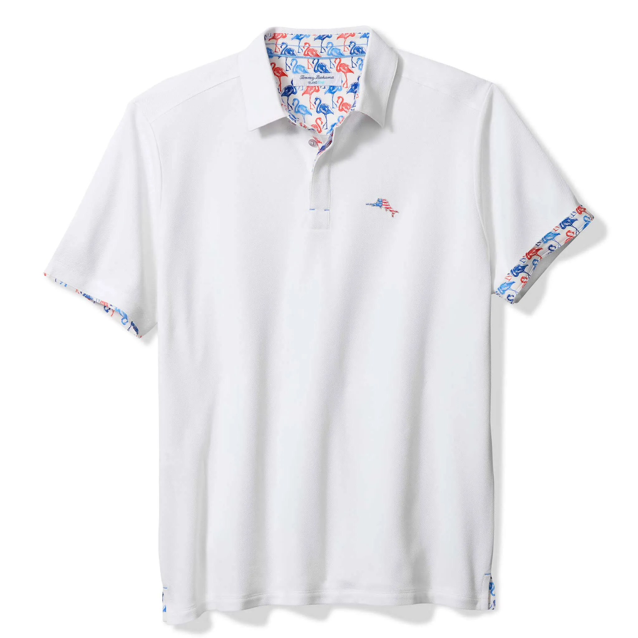 Tommy Bahama Men's IslandZone Flamingo Mingle Five O'Clock Polo Shirt - Bright White Mens Tommy Bahama