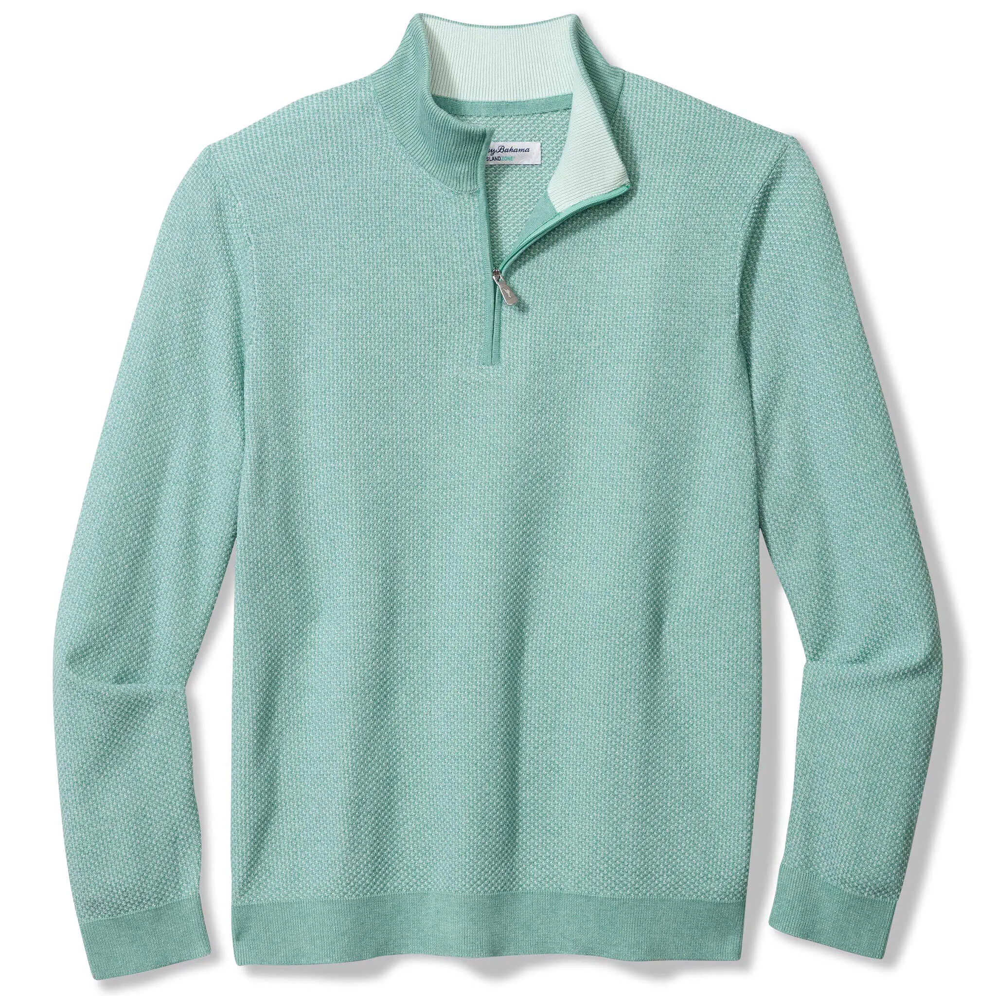 Tommy Bahama Men's IslandZone New Coolside Legend Half Zip Pullover Sweater - Aquifer Heather Mens Tommy Bahama