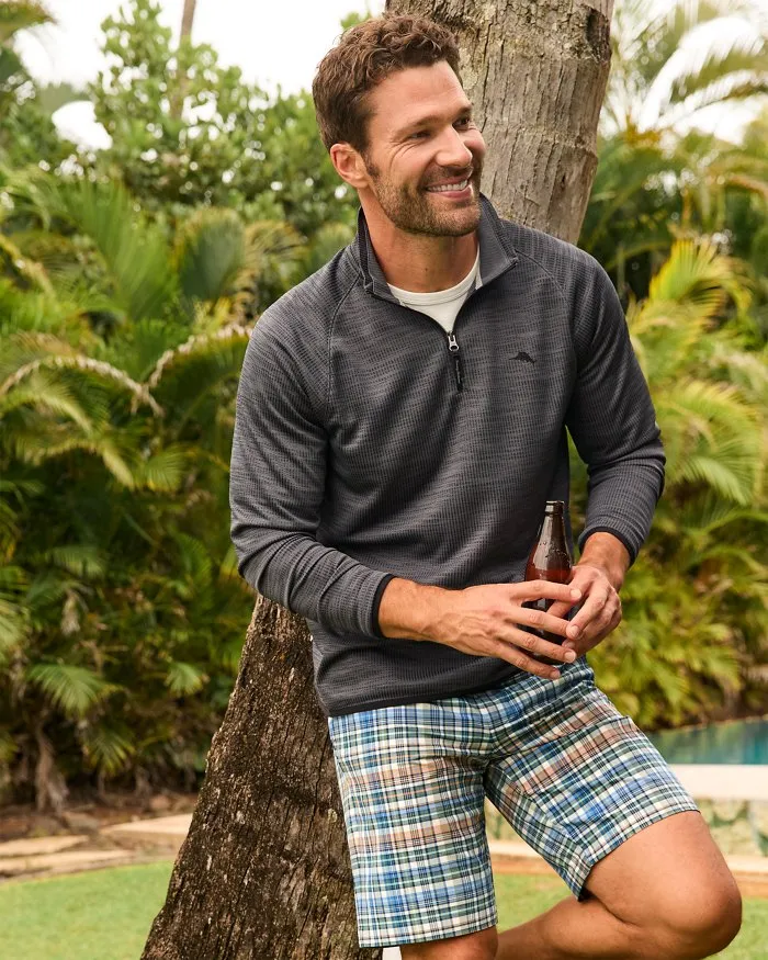 Tommy Bahama Men's IslandZone Palm Pro Half Zip Pullover Sweater - Black Mens Tommy Bahama