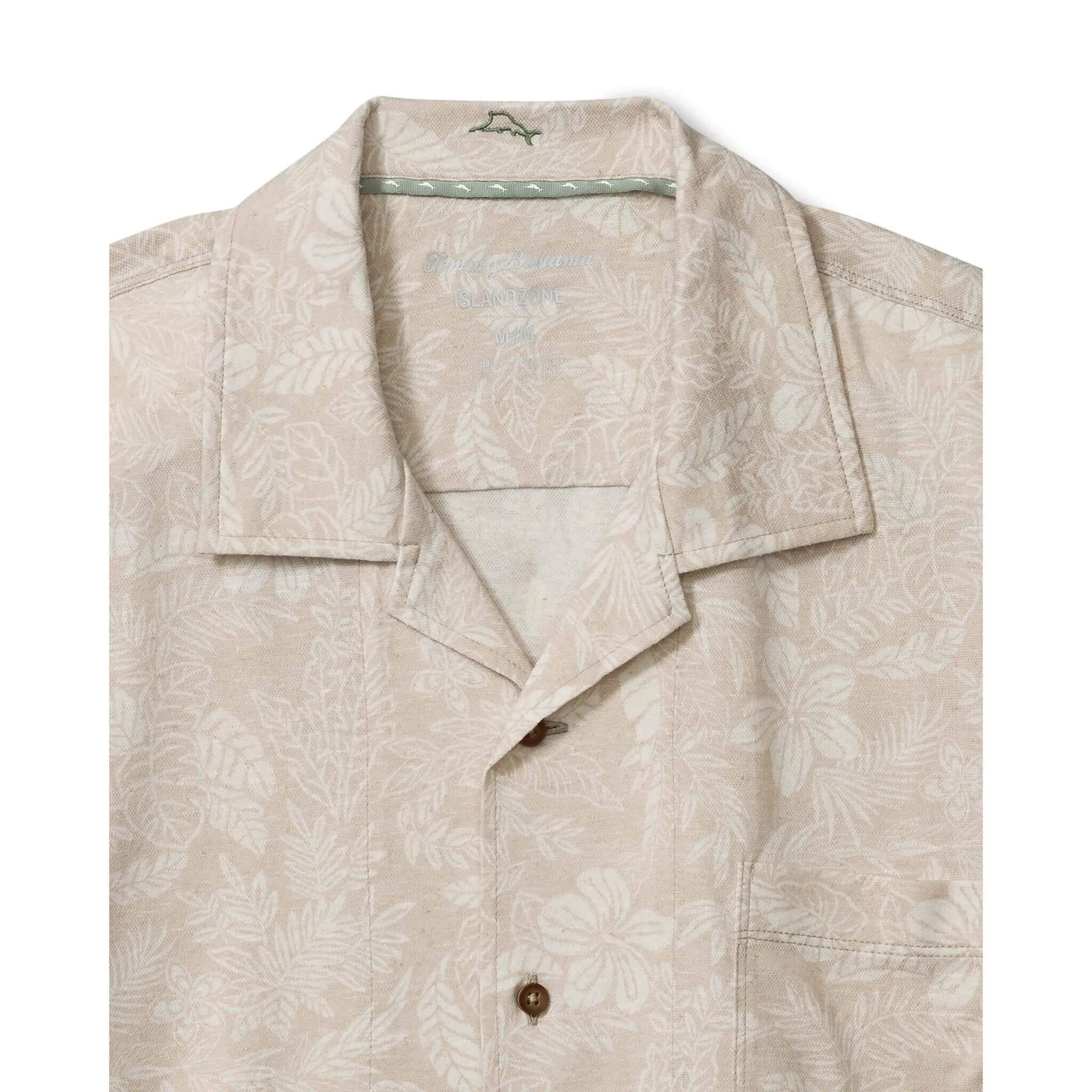 Tommy Bahama Men's IslandZone Vista Mar Leaf It To Me Camp Shirt - Khaki Sands Mens Tommy Bahama