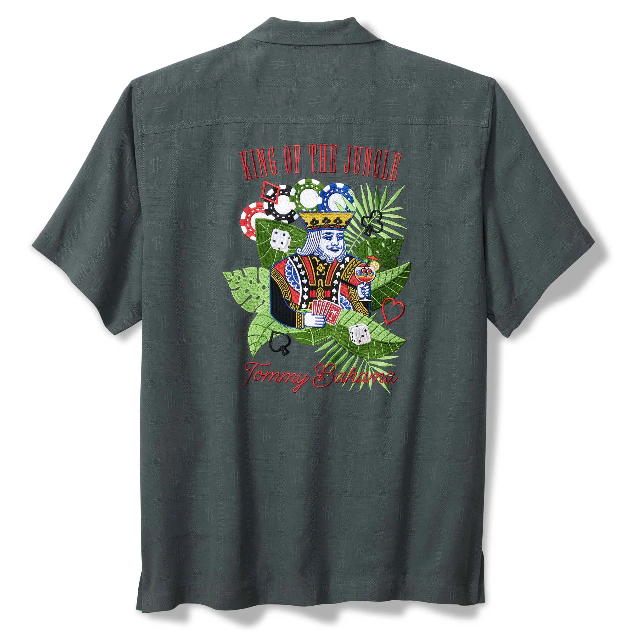 Tommy Bahama Men's King Of The Jungle Embroidered Silk Camp Shirt - Wire Rim Tommy Bahama Clothing