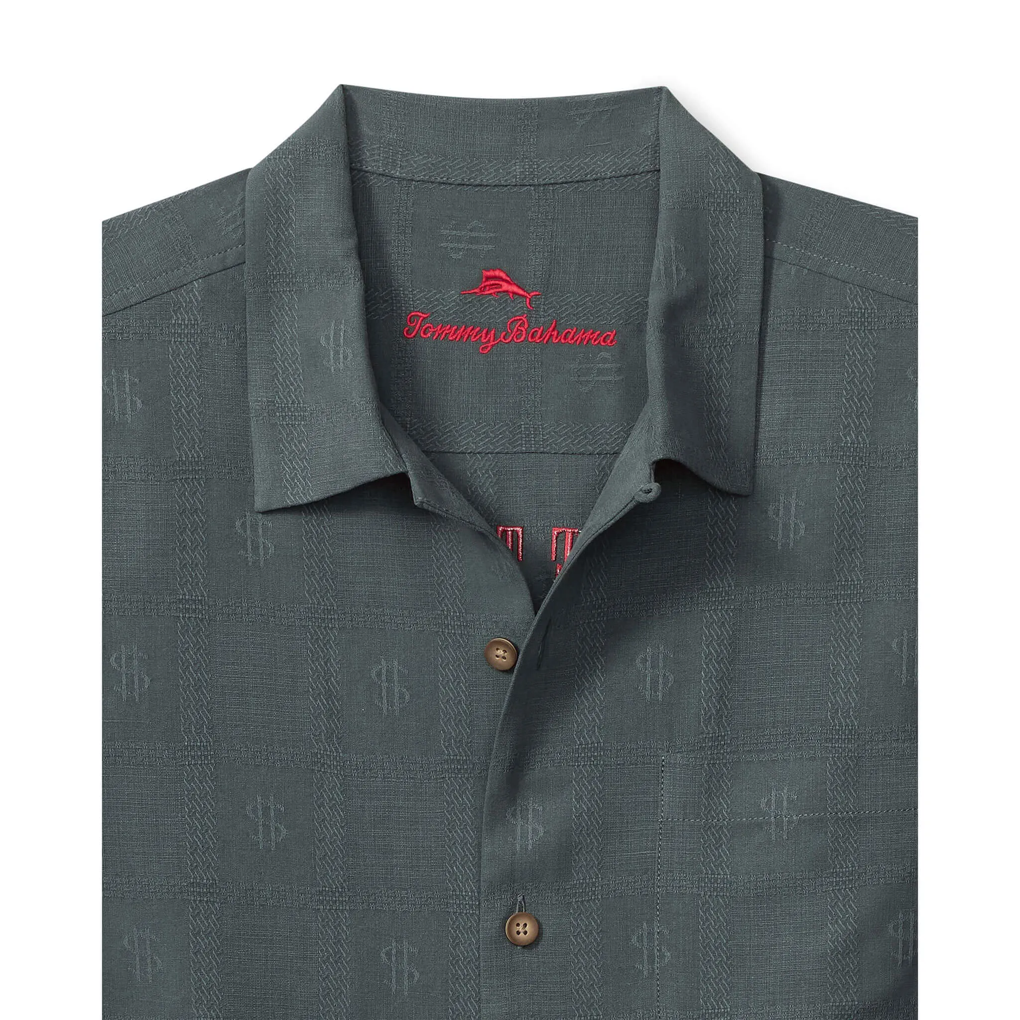 Tommy Bahama Men's King Of The Jungle Embroidered Silk Camp Shirt - Wire Rim Tommy Bahama Clothing